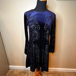 Eliza J 6P Velvet Burnout Dress Fairy Goth Burnout dark whimsical Ren Fair Y2K